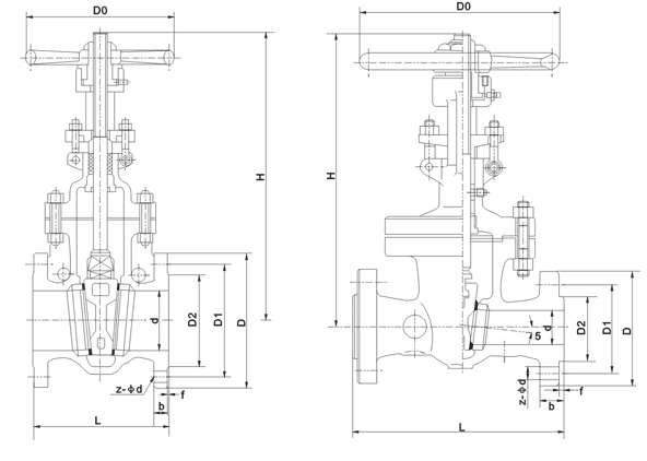 法兰连接API铸钢闸阀尺寸图