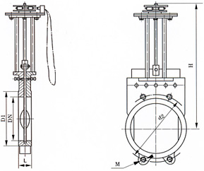 Z73X链轮式浆液阀尺寸图