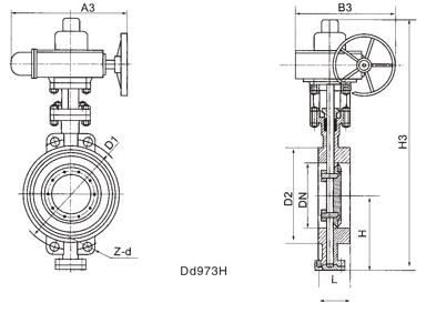 硬密封蝶阀尺寸图