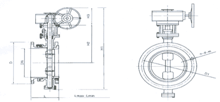 DS341X伸缩蝶阀尺寸图