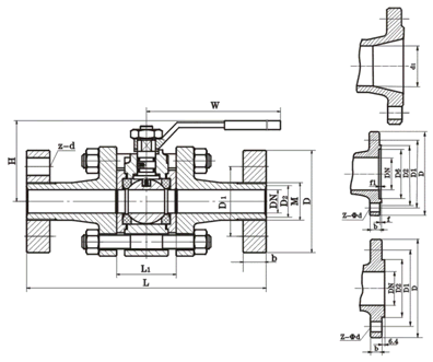 高压锻造球阀尺寸图