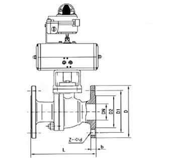 气动O型切断球阀尺寸图