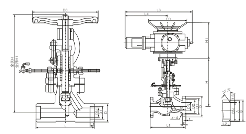 DS/J61H水封截止阀尺寸图