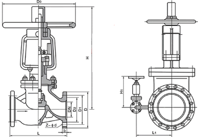 JY41W氧气截止阀尺寸图