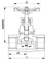 J11W不锈钢螺纹截止阀尺寸图